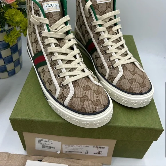 Men’s Gucci 1977 tennis high top sneakers size 12 made in Italy
